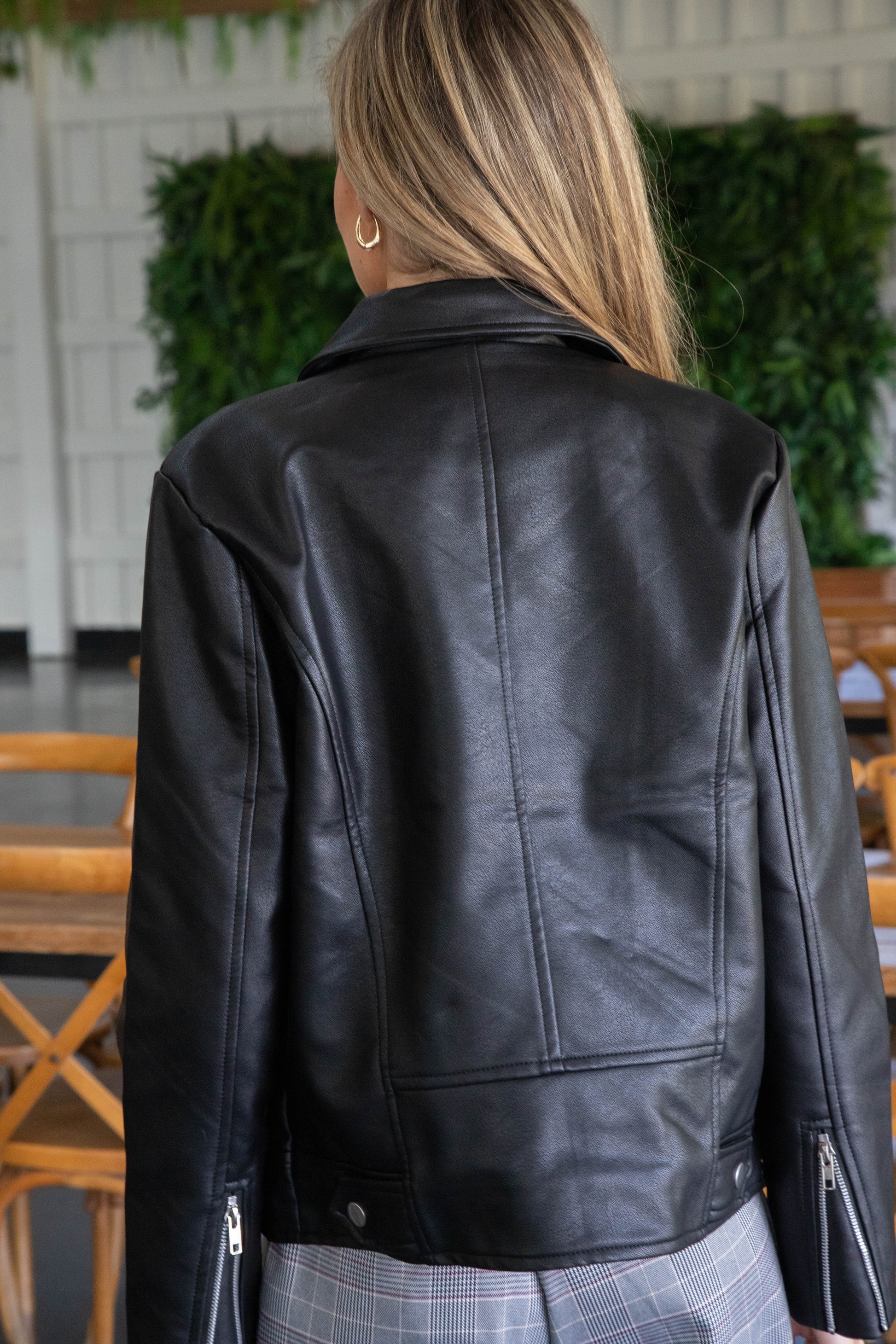 Bryanna Faux Leather Moto Jacket, Black