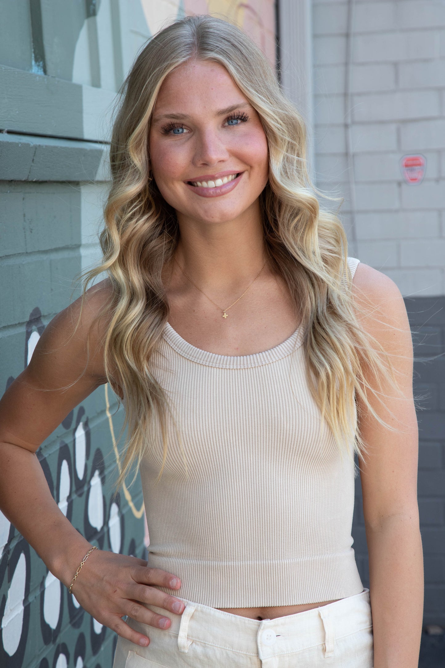  Natalia Mineral Wash Tank Top, Khaki