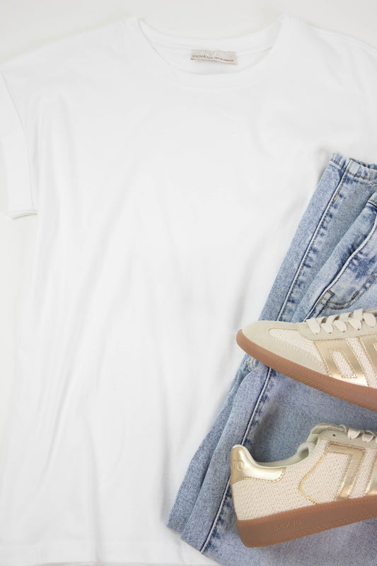  Journey Cuffed Dolman Sleeve Tee, White
