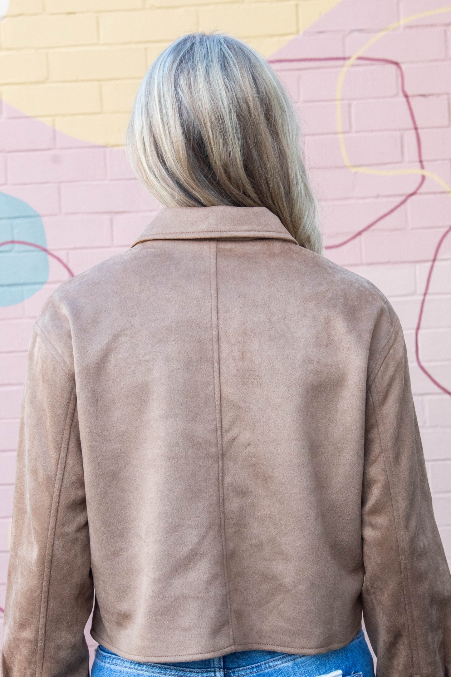  Cleo Suede Collared Jacket, Camel