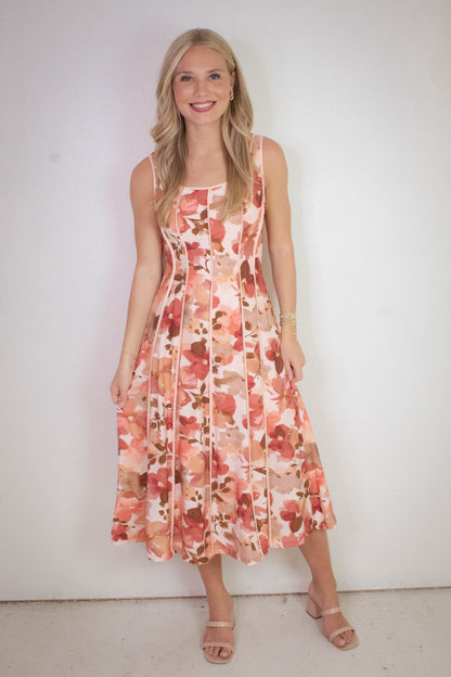  Evie Contrast Binding Midi Dress, Multi