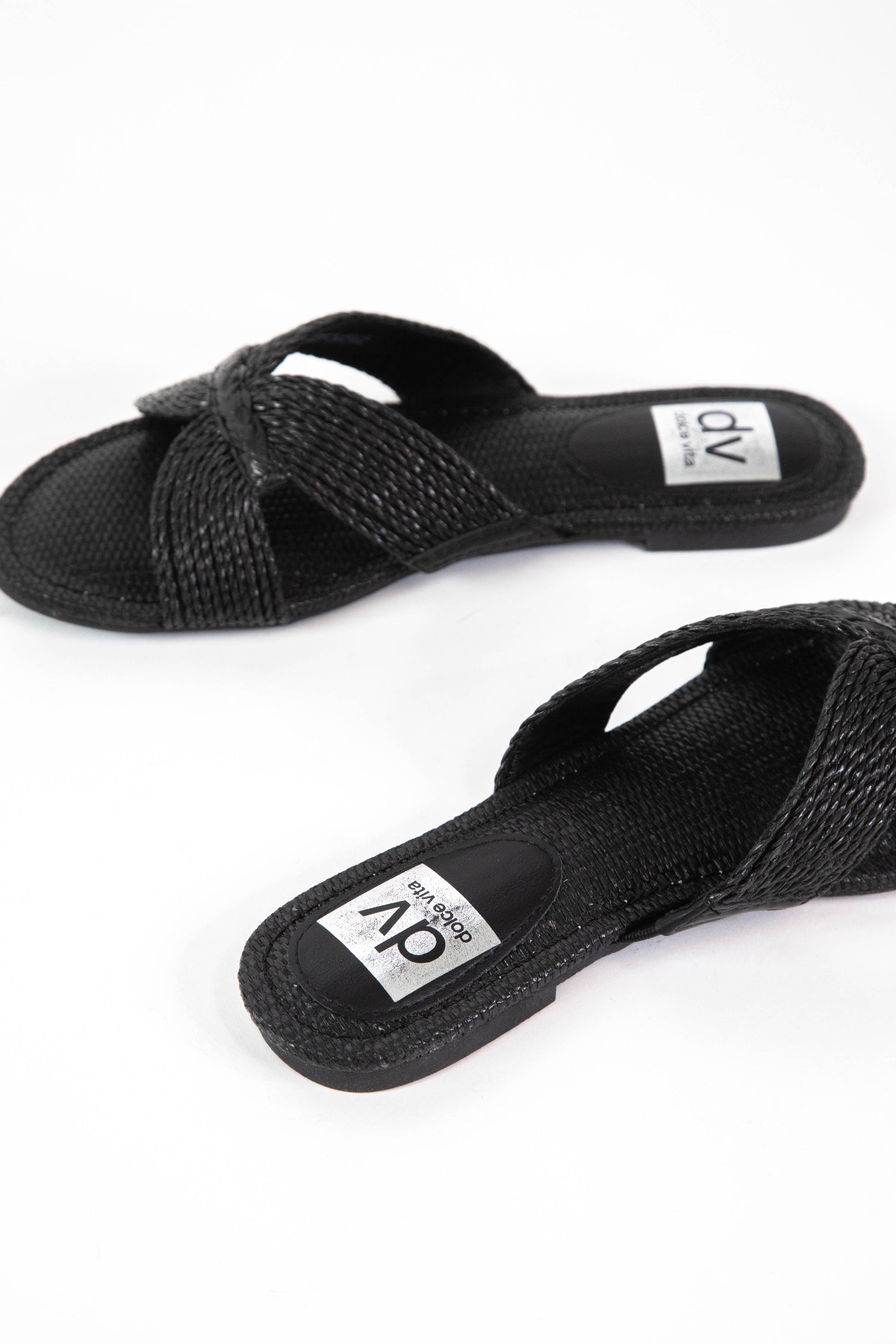  Geeya Flat Slide Sandal, Black Raffia | DV By Dolce Vita
