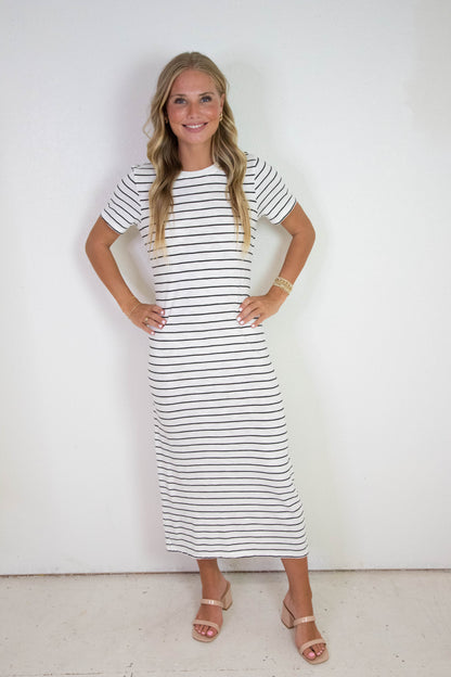  Perfect Tee Maxi Dress, Chalk/Black Stripe | Sanctuary