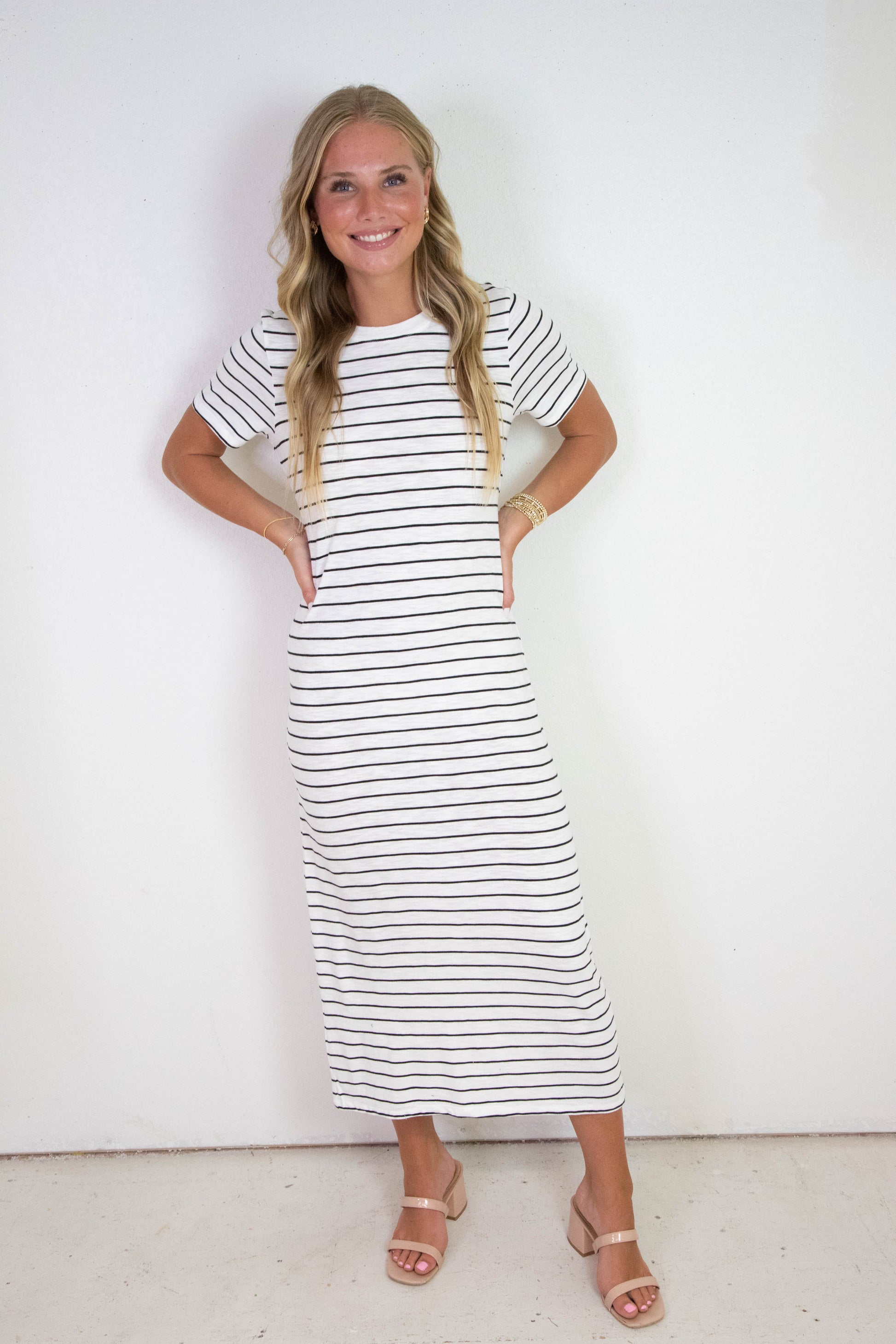  Perfect Tee Maxi Dress, Chalk/Black Stripe | Sanctuary