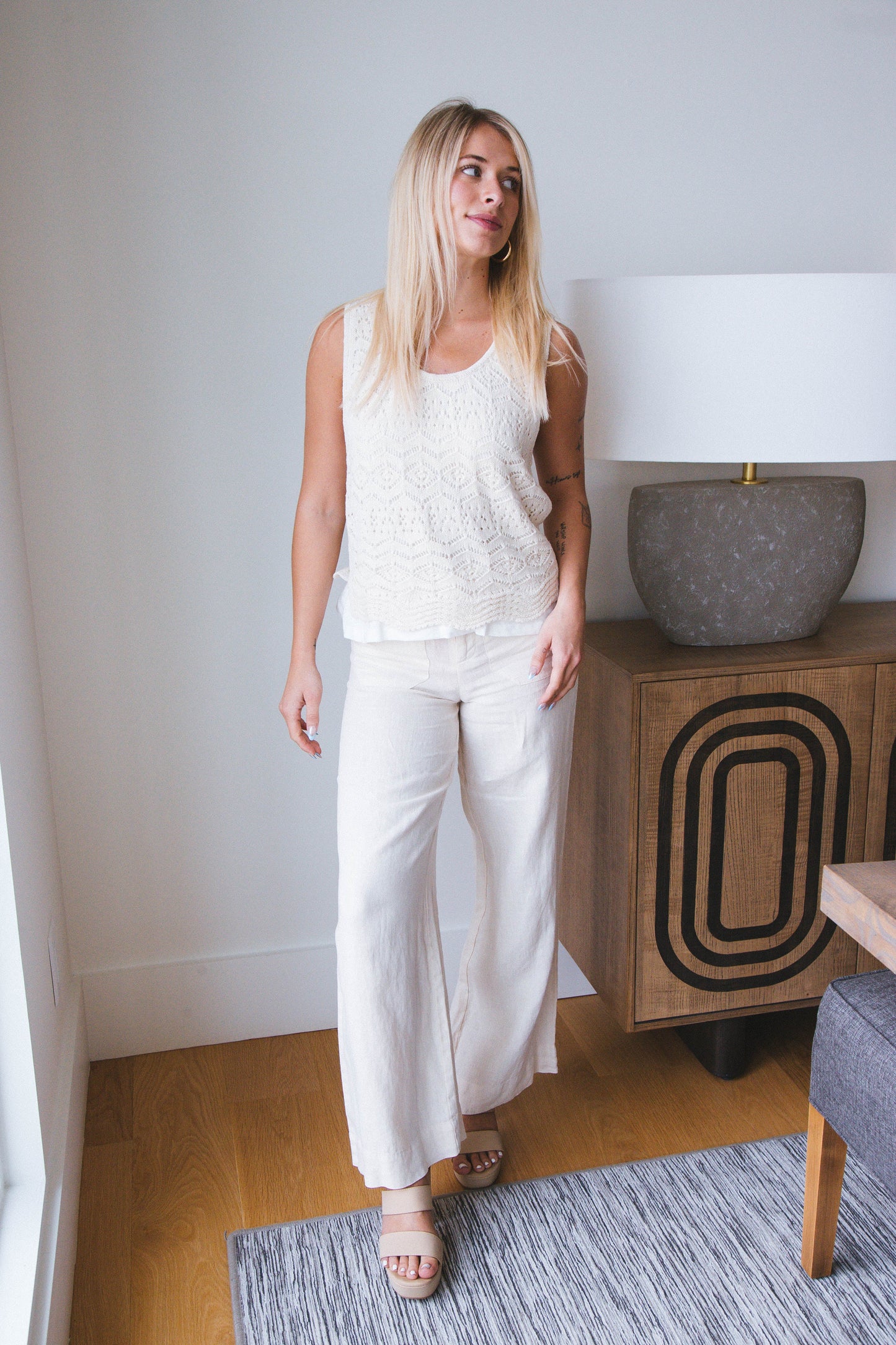  The Linen Marine Wide Leg Pant, Birch | Sanctuary