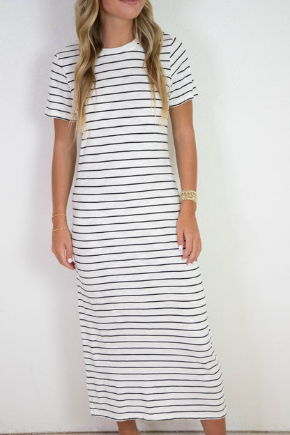  Perfect Tee Maxi Dress, Chalk/Black Stripe | Sanctuary