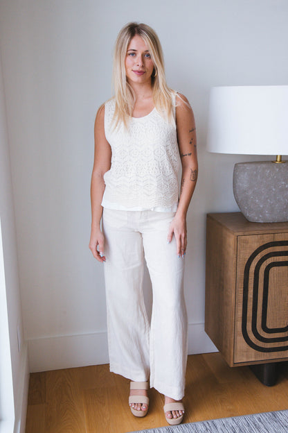  The Linen Marine Wide Leg Pant, Birch | Sanctuary