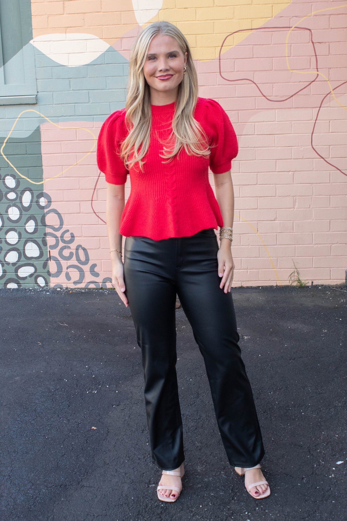  Sundaze High Rise Vintage Straight Faux Leather Pant, Cinematic | Daze