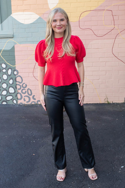  Sundaze High Rise Vintage Straight Faux Leather Pant, Cinematic | Daze