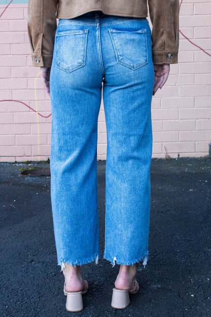  Charlotte High Rise Lightly Distressed Jeans, Medium