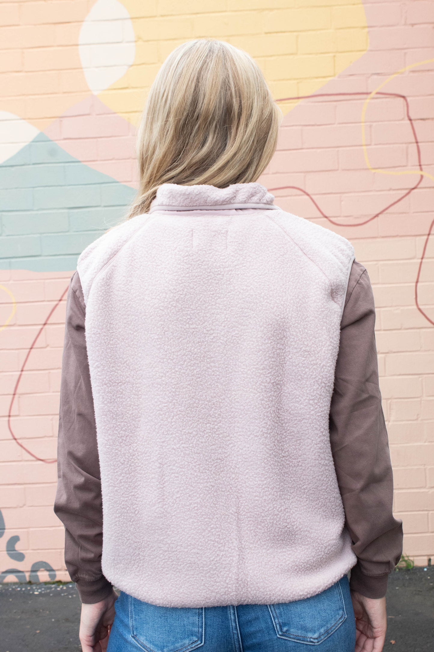 Be Cool Elena Fleece Button Up Vest, Blush