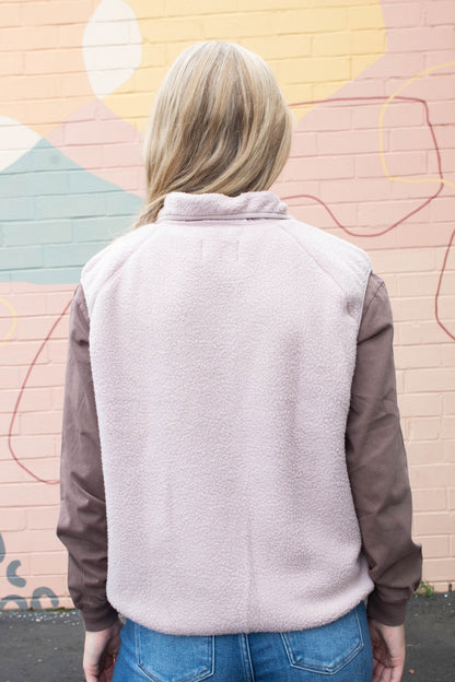 Be Cool Elena Fleece Button Up Vest, Blush