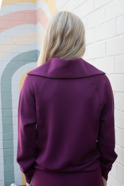  Airessentials Half Zip Sweatshirt, Plum Berry | SPANX