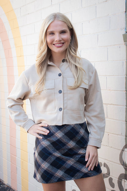  Monet Faux Suede Short Jacket, Sand Taupe