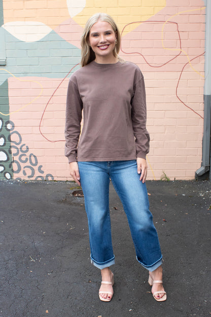  Emma Mid Rise Crop Cuffed Jeans, Medium