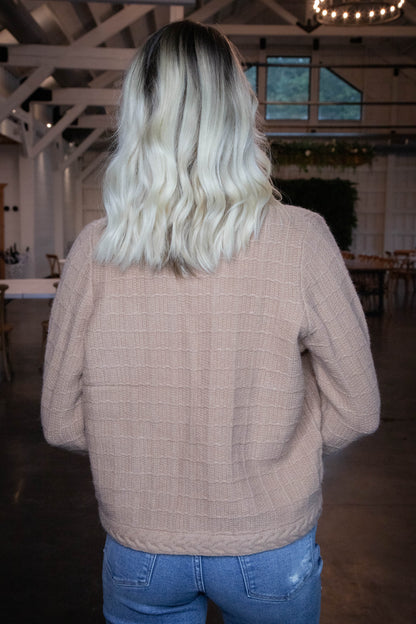  Liz Textured Button Up Cardigan, Camel