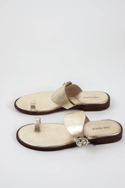  Barcelona Slip On Toe Loop Sandal, Gold Metallic | Free People