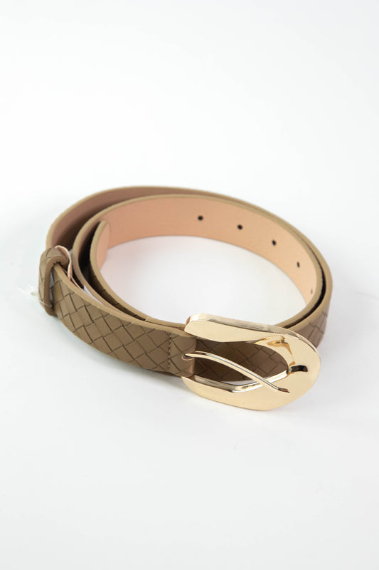  Candace Metal Buckle Belt, Mocha
