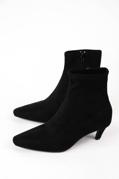  Lean Suede Kitten Heel Bootie, Black