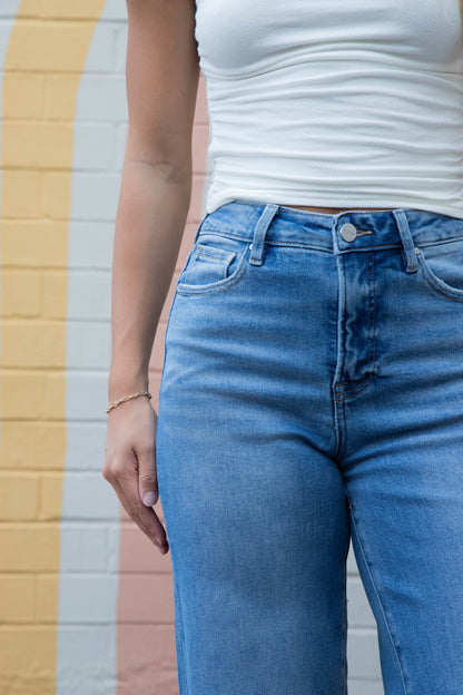  Evie Tummy Control Wide Cuffed Jeans, Medium