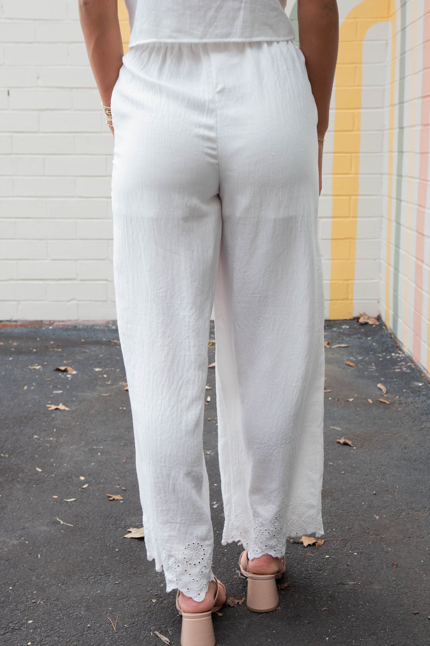 Selah Eyelet Trim Pant, White