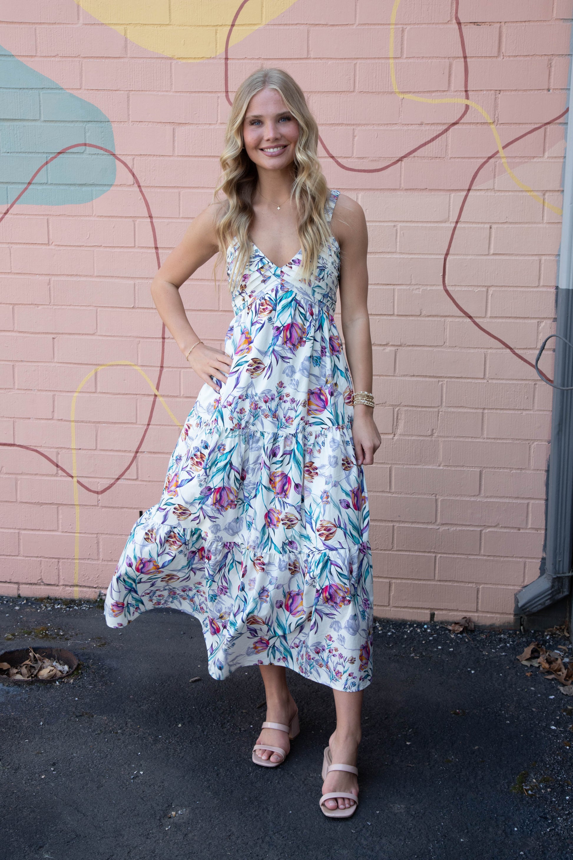  Eliora Pleated Neckline Dress, Antique | Steve Madden
