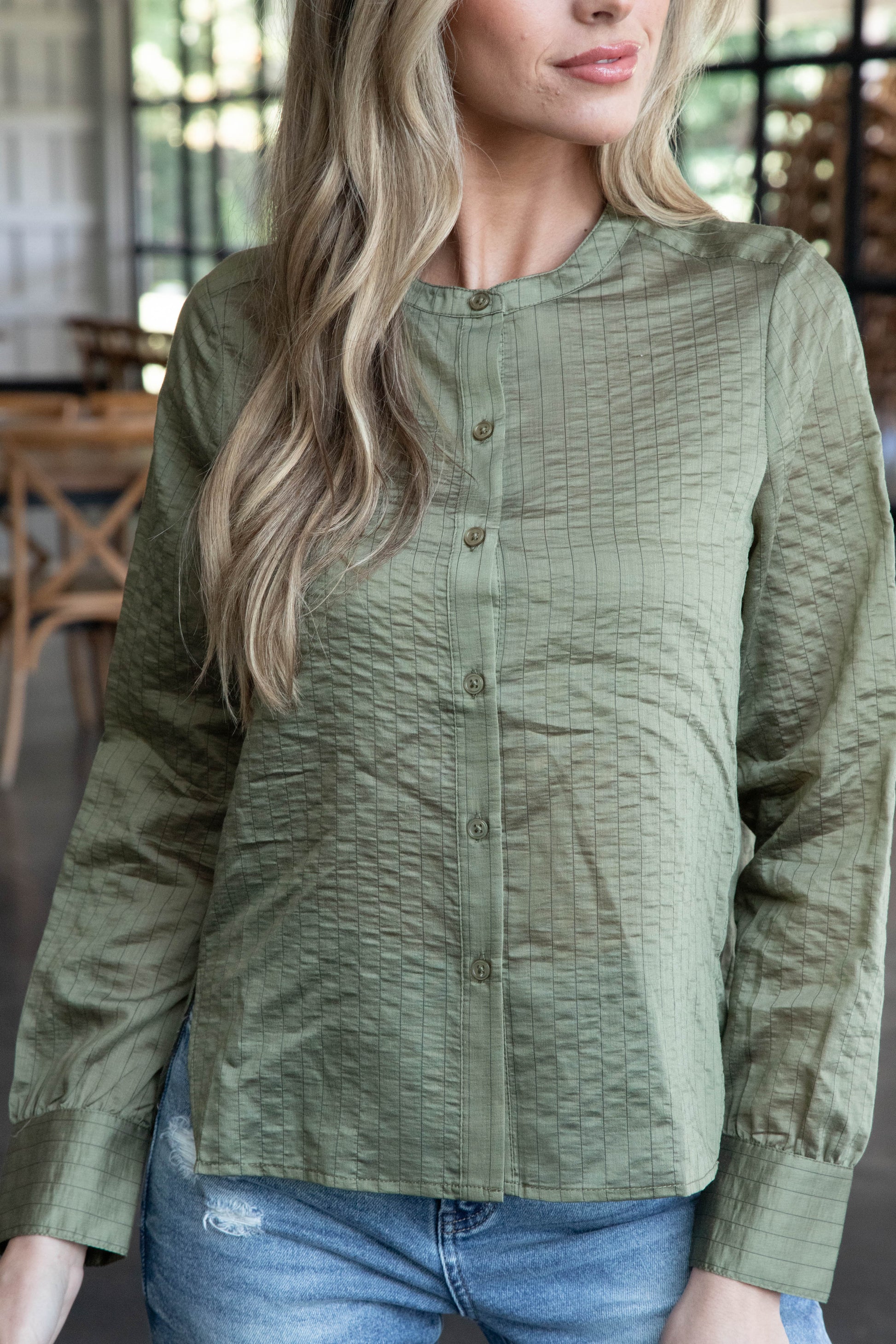  Femme Button Down Shirt, Dark Olive | Sanctuary