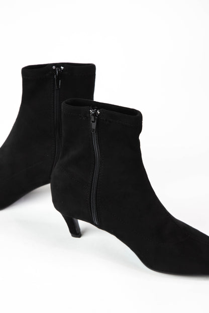  Lean Suede Kitten Heel Bootie, Black
