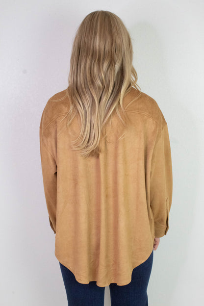  Gloria Suede Collared Shirt, Ginger
