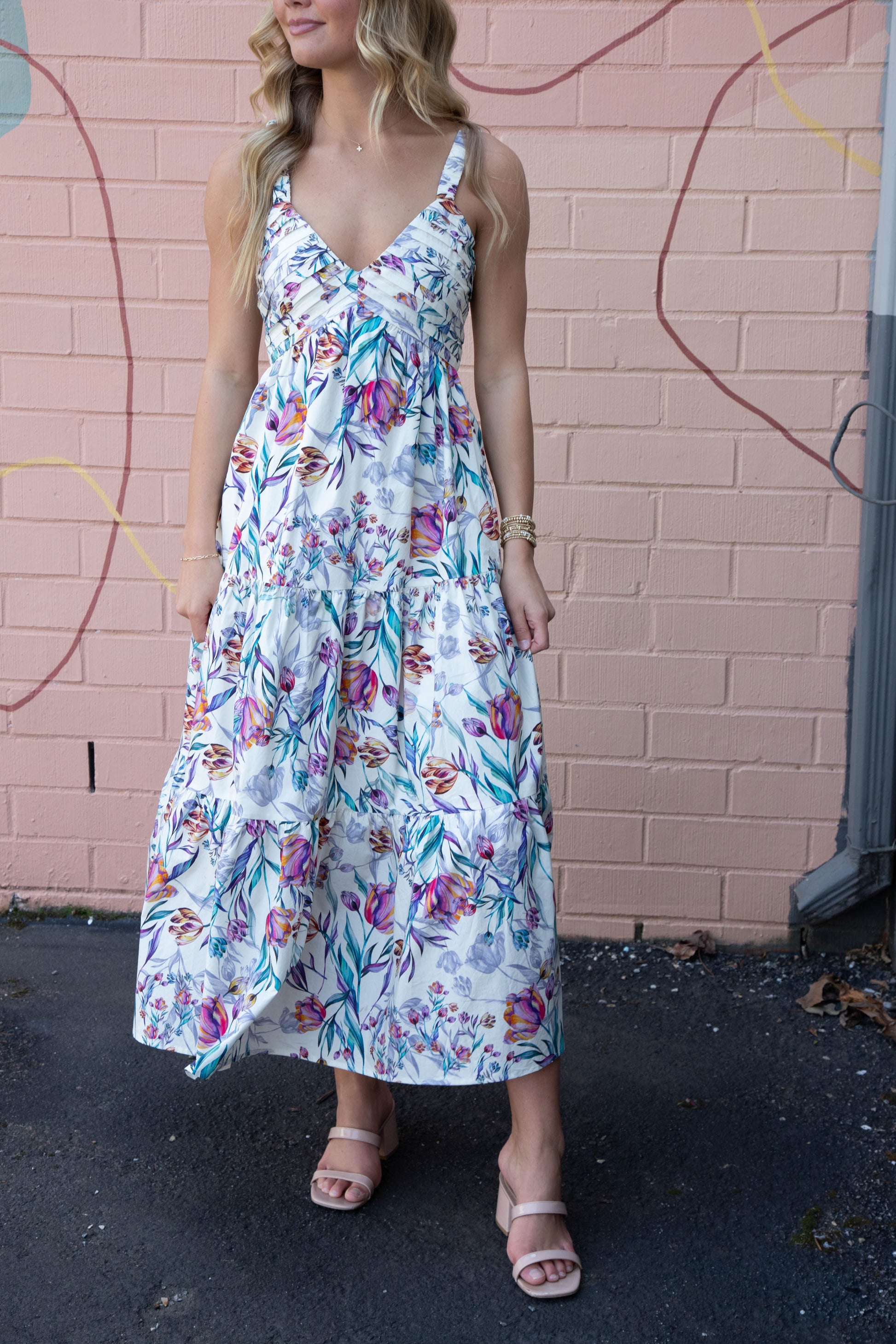  Eliora Pleated Neckline Dress, Antique | Steve Madden