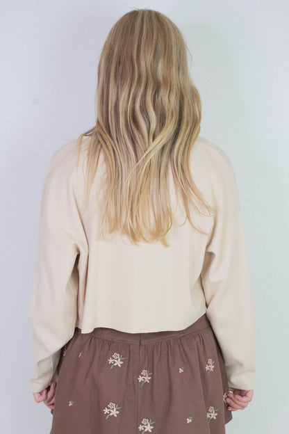  Bianca Cropped Drop Shoulder Cardigan, Beige