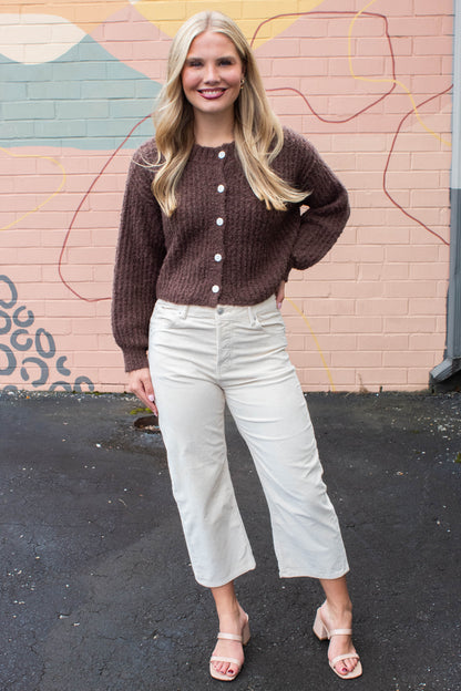  Emberly Fluffy Knit Cardigan, Chestnut