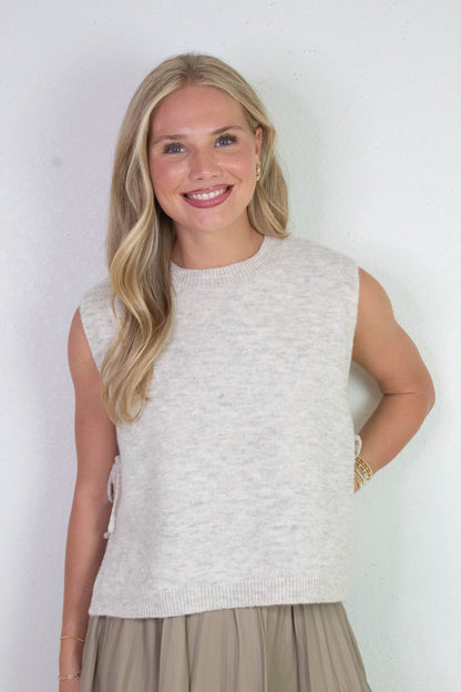  Sybil Side Tie Sweater Vest, Oatmeal