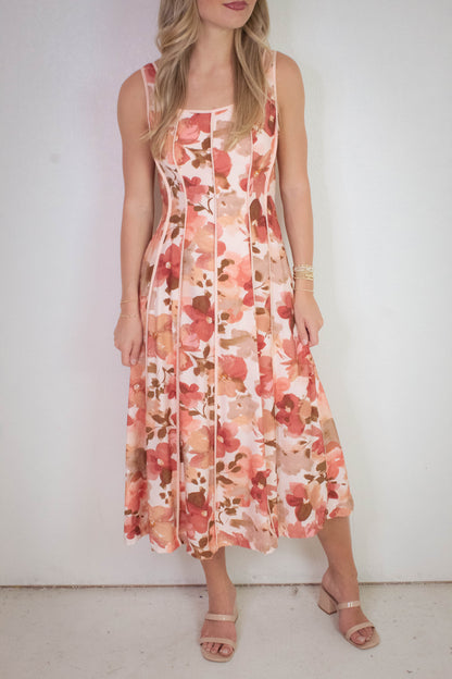  Evie Contrast Binding Midi Dress, Multi
