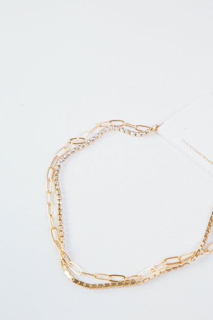  Raelynn Pave Crystal Layered Choker, Gold