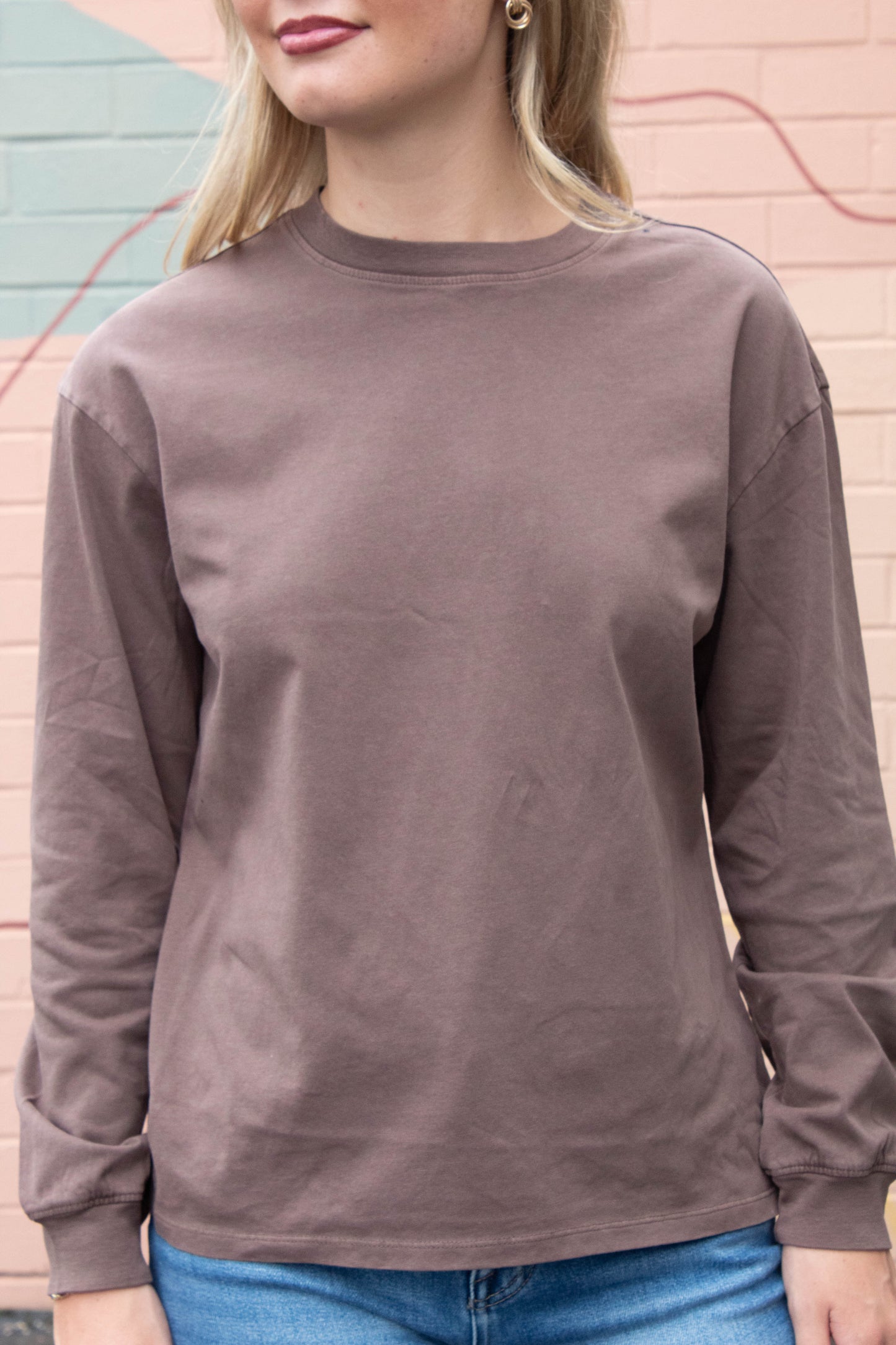  Raine Round Neck Garment Dye Tee, Brown