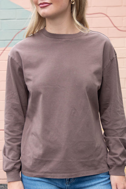  Raine Round Neck Garment Dye Tee, Brown