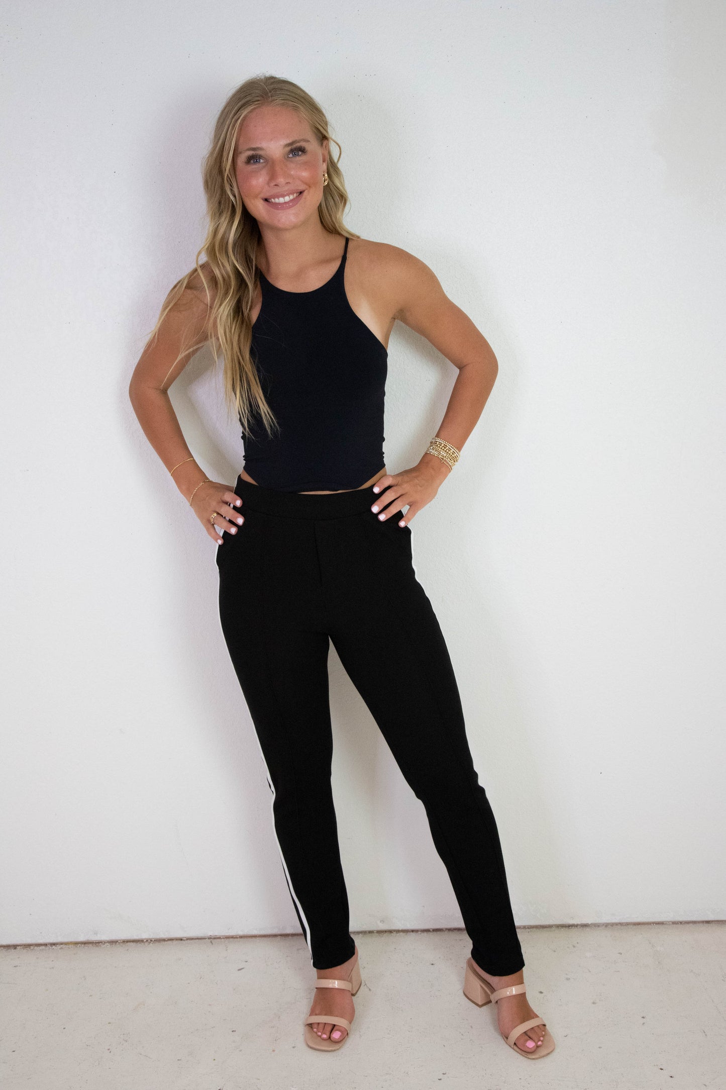 Samara Side Stripe Leggings, Black