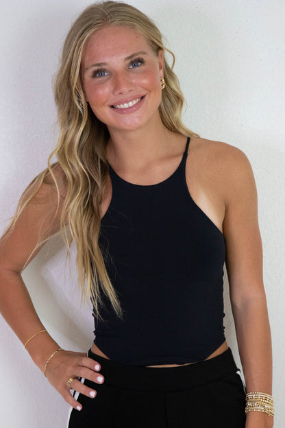  Shiloh Round Hem Racer Cami, Black