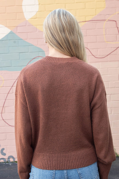  Madeline Pullover Crewneck Sweater, Chestnut