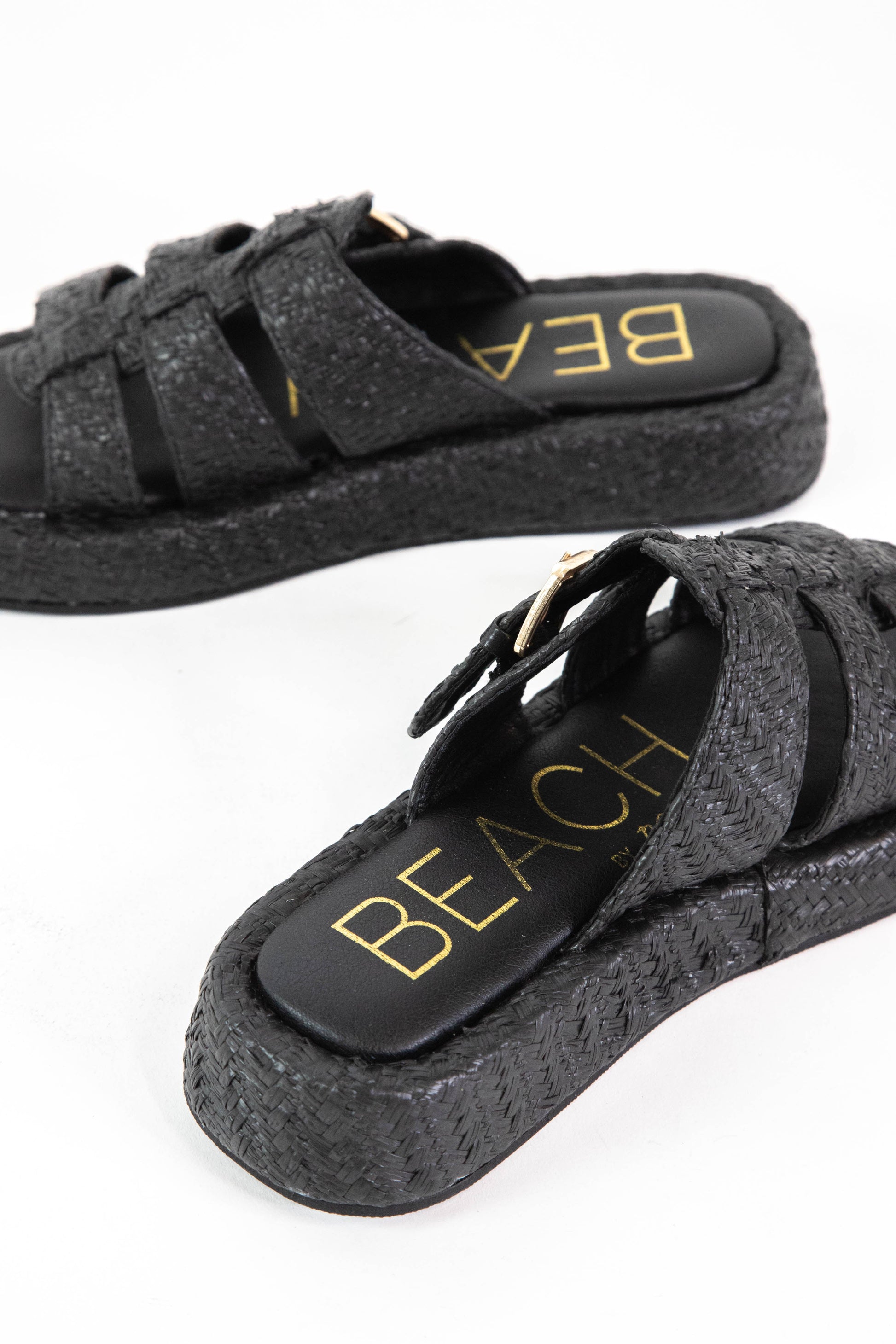  Ciao Raffia Fisherman Sandal, Black | Beach By Matisse