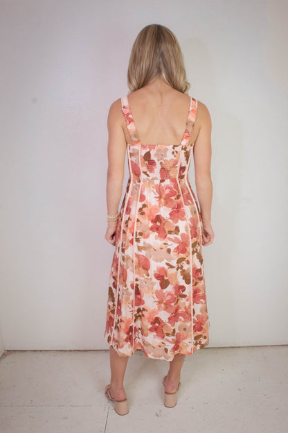  Evie Contrast Binding Midi Dress, Multi