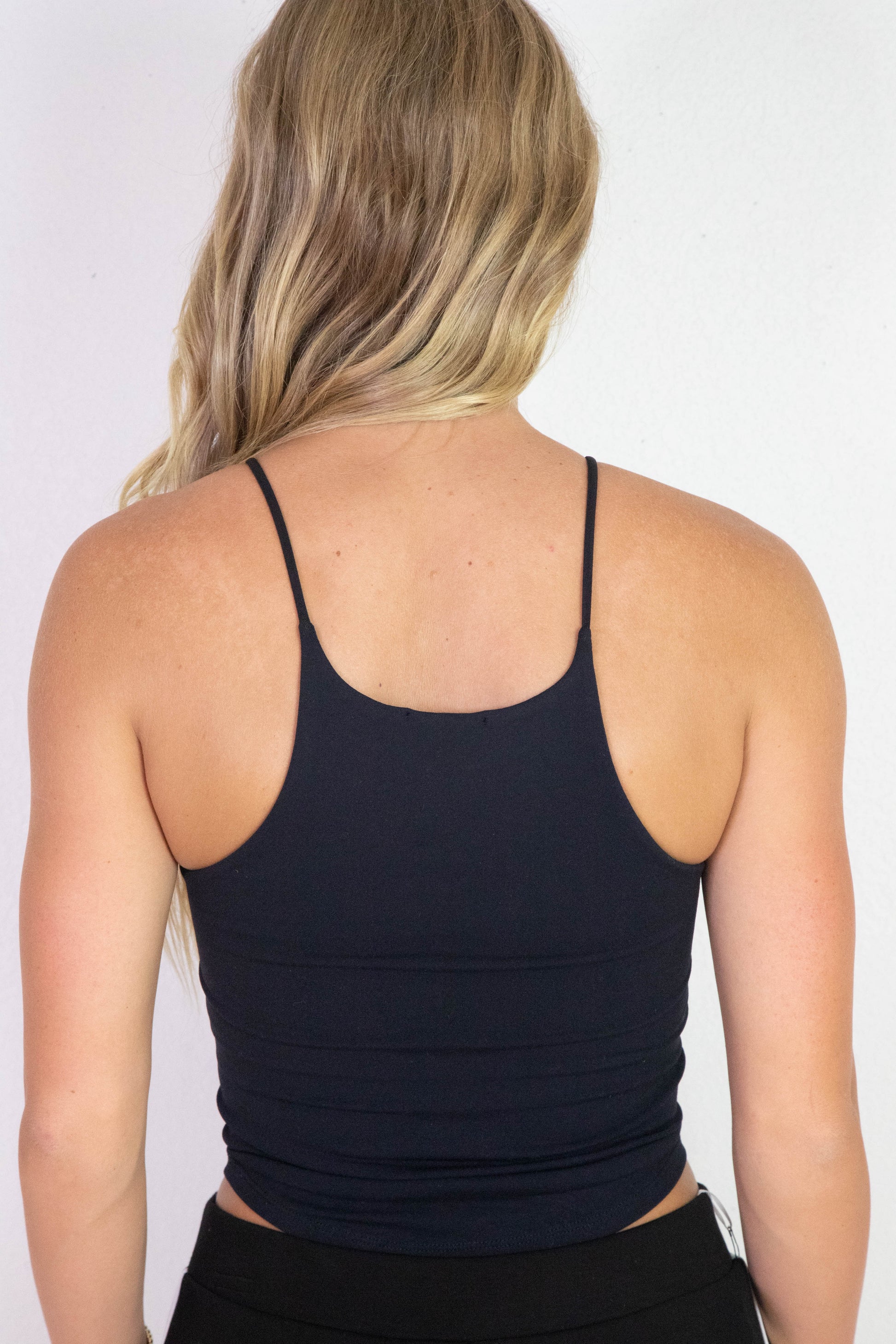  Shiloh Round Hem Racer Cami, Black