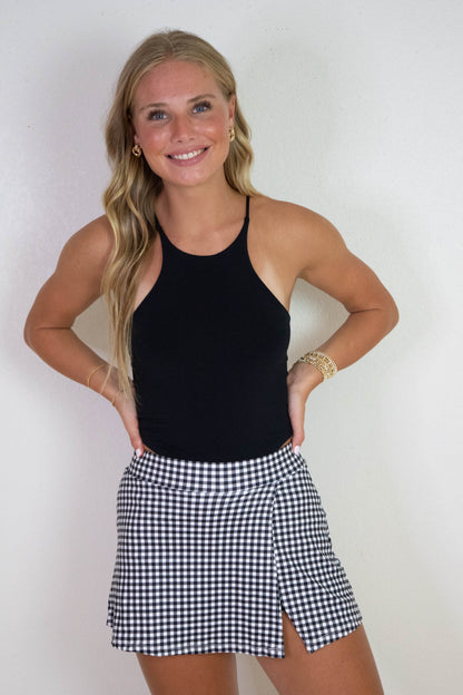  Shiloh Round Hem Racer Cami, Black