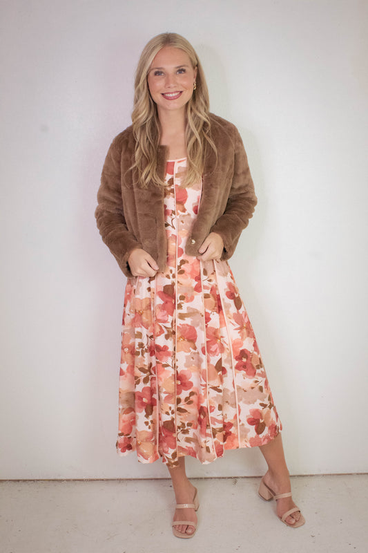  Martha Faux Fur Crop Blazer, Mocha