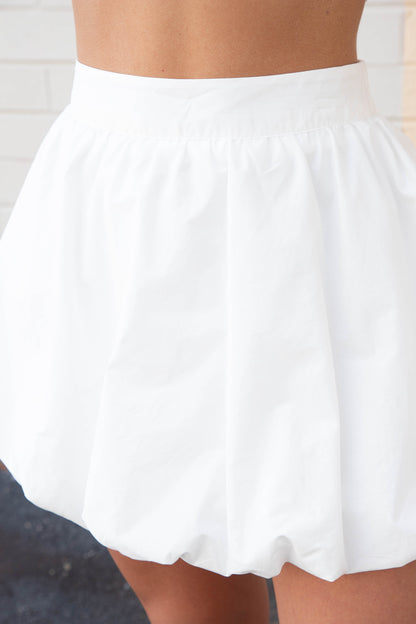  Mariah Bubble Hem Mini Skirt, White