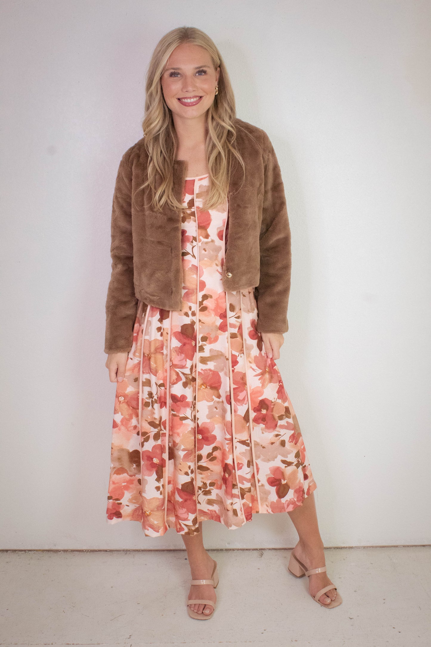  Evie Contrast Binding Midi Dress, Multi