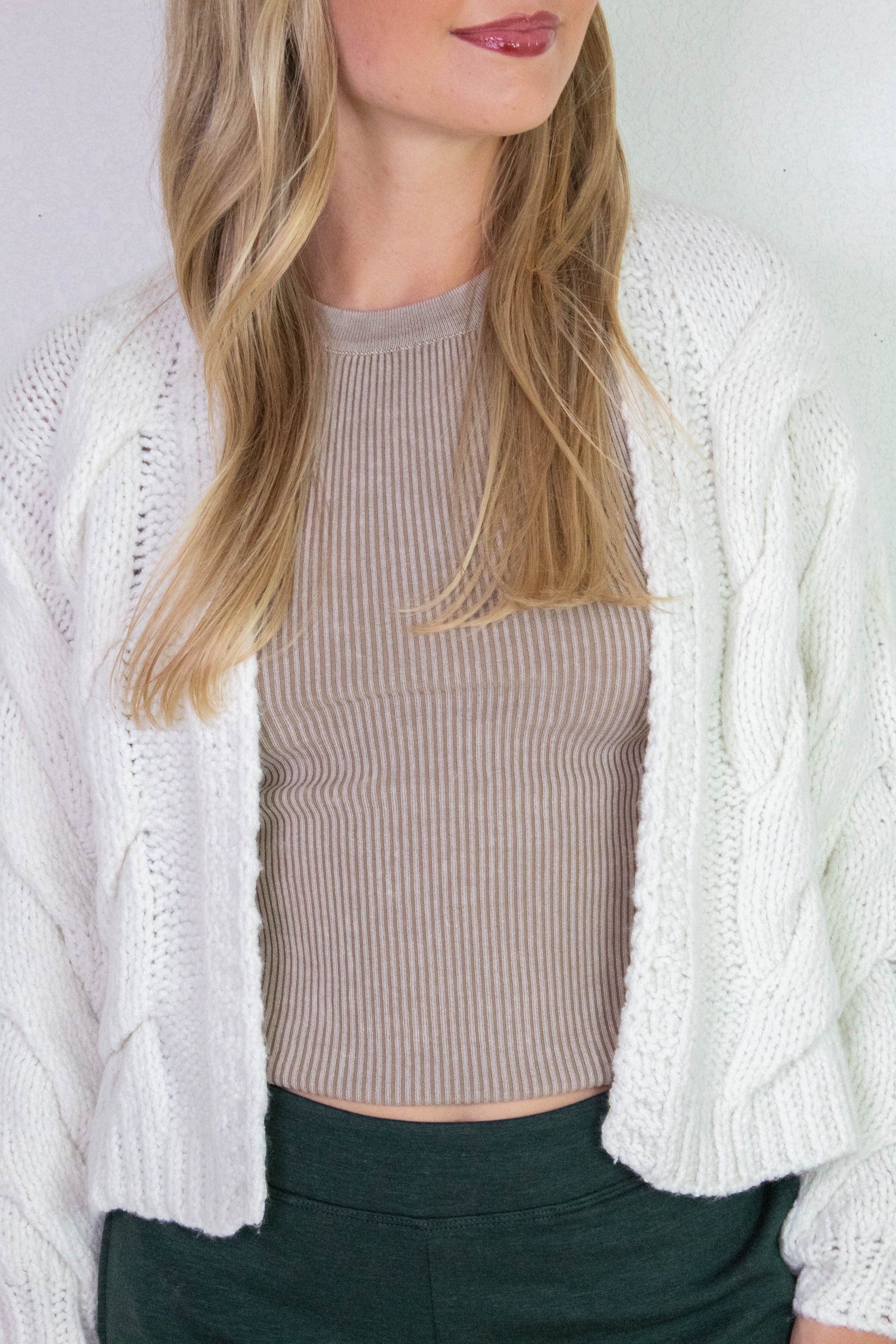  Kennedy Cable Knit Cardigan, Whip Cream