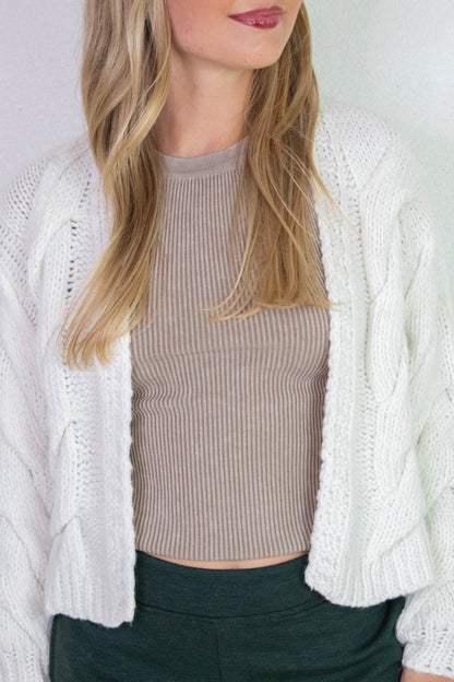  Kennedy Cable Knit Cardigan, Whip Cream