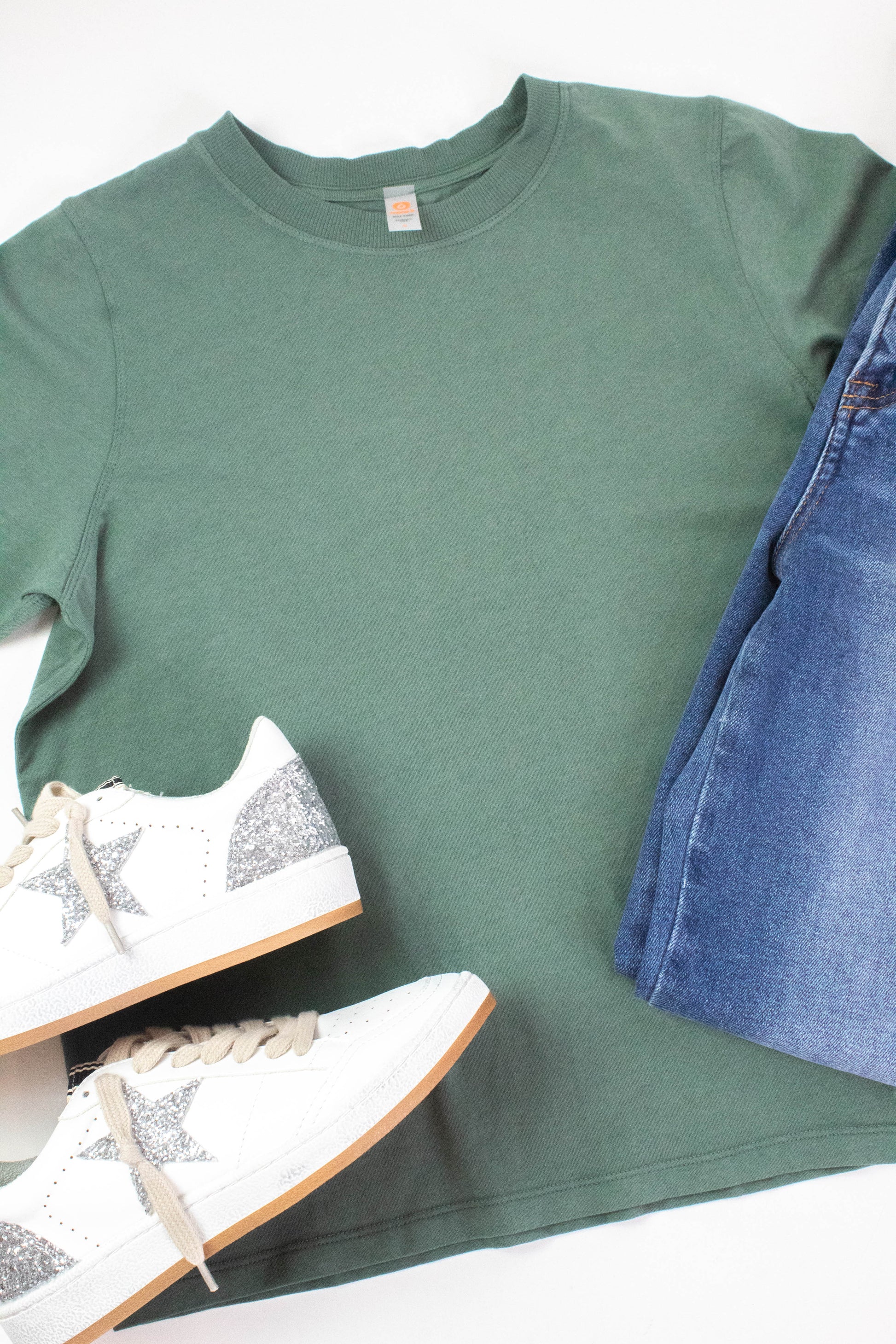  Adalynn Classic Boxy Fit Tee, Silky Pine